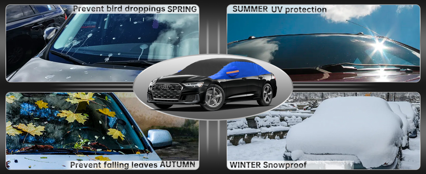 AMBARI Half Car Cover for SUV(157"184"), Windshield Snow