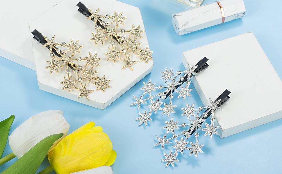 ANCIRS Rhinestone Star Hair Clips for Women