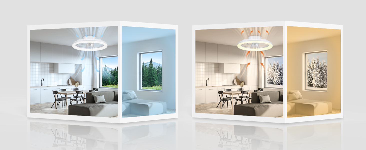 Drei nebeneinander liegende Ansichten eines offenen Büroraums mit unterschiedlichen Lichttemperaturen — kaltes Weiß, natürliches Tageslicht und warme Lichteffekte — auf demselben modernen Arbeitsbereich.