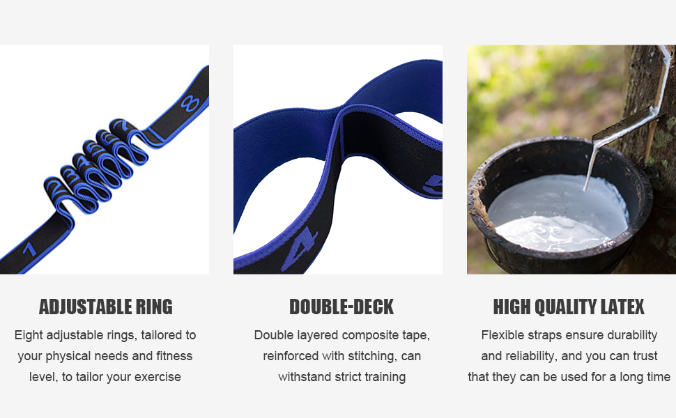 SULIVES Yoga Straps for Stretching, Back Pain & Gymnastics Equipment, Highly Elastic Yoga Stretching Strap with 8 Loops for Stretch Bands, Physical Therapy, Yoga, Dance, Flexibility Training 13 yoga strap