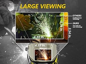 Welding Helmet Auto Darkening Large Viewing True Color