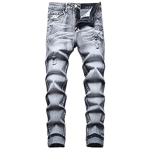 Hose Tapered Cargo Jeans Regular Destroyed Flex Comfort Streetwear Pants Vintage Teenager Taper