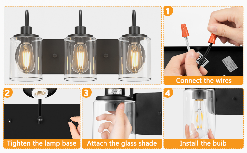 Easy to Install Glass Bathroom Vanity Light Fixtures