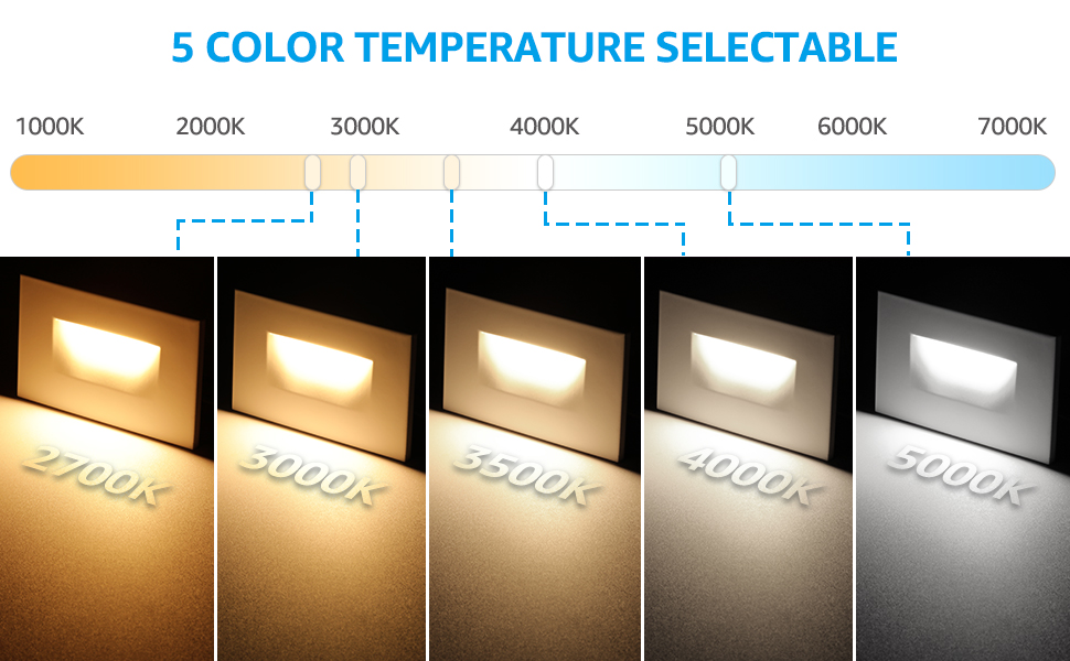 SOUNDFROG Barrel LED色: Warm White LEONLITE White 5CCT 120V LED Step Lights, 3.5W 150LM 5%-100