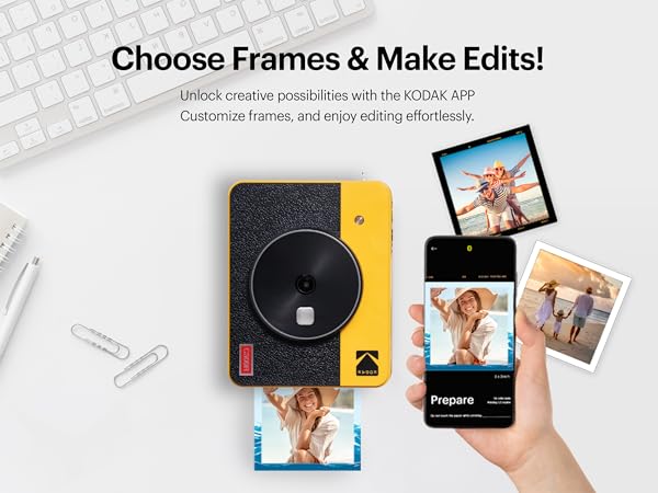 Choose frames and make edits through the free kodak photo printer app