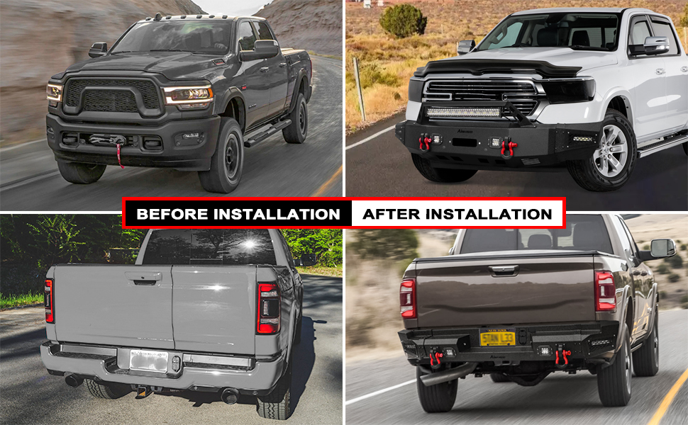 AIWARGOD Front and Rear Bumper Compatible with 20192023