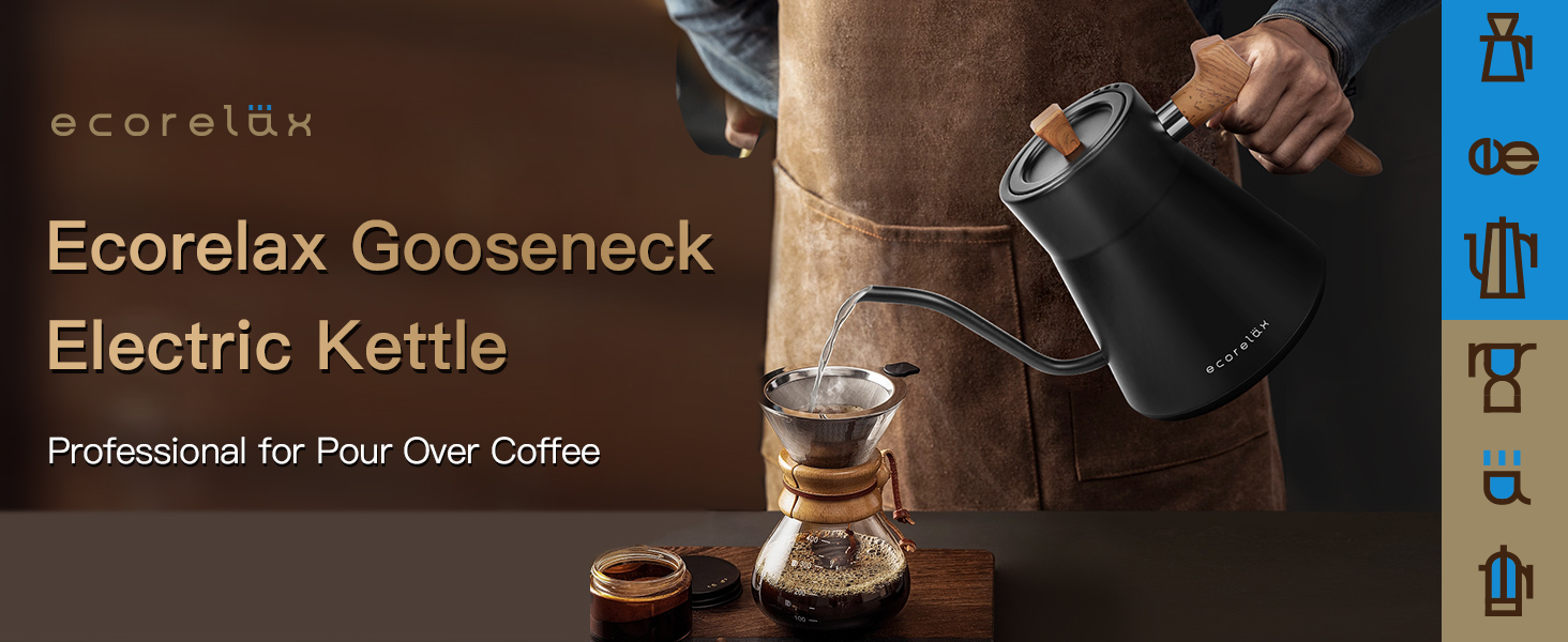 ECORELAX Gooseneck Electric Kettle with Temperature Control,1200W