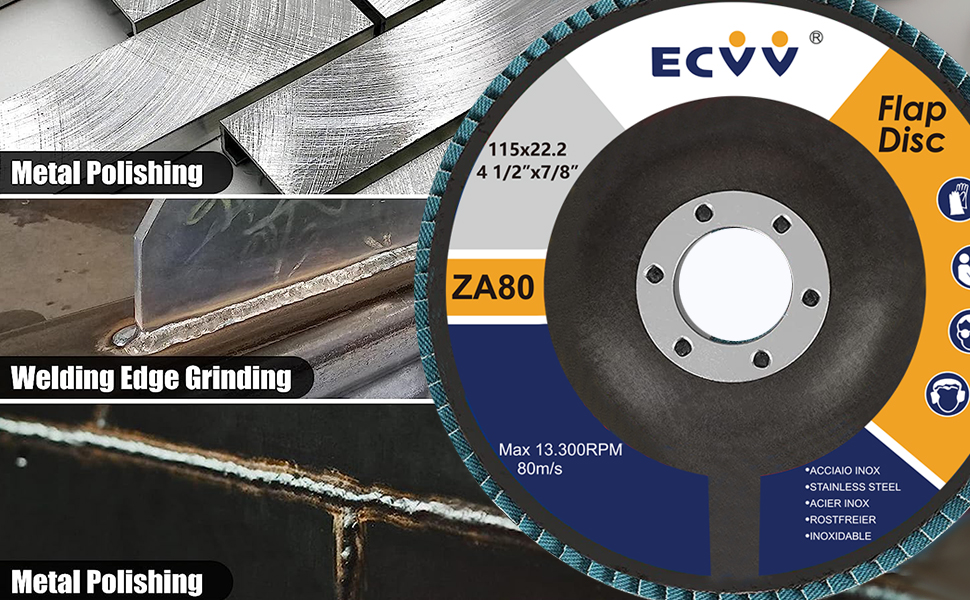 ECVV 10 Pack Flap Disc 115mm (4.5”) Flapper Wheel Fine Processing