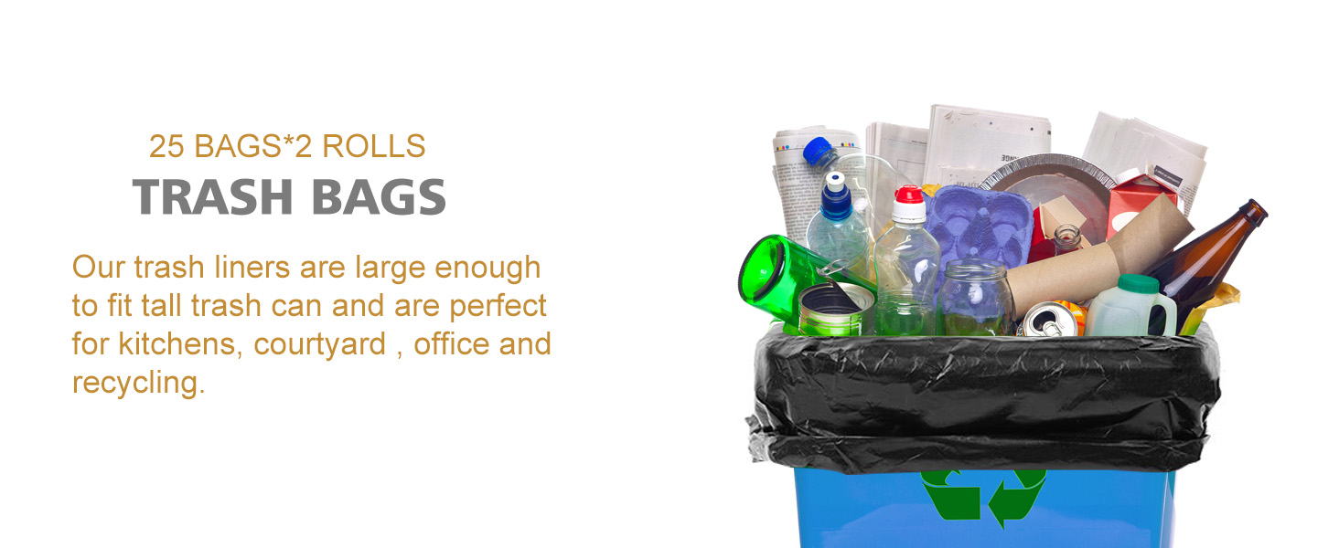 AYOTEE 23 Gallon Trash Bags with Zip Ties, 2025 Gallon