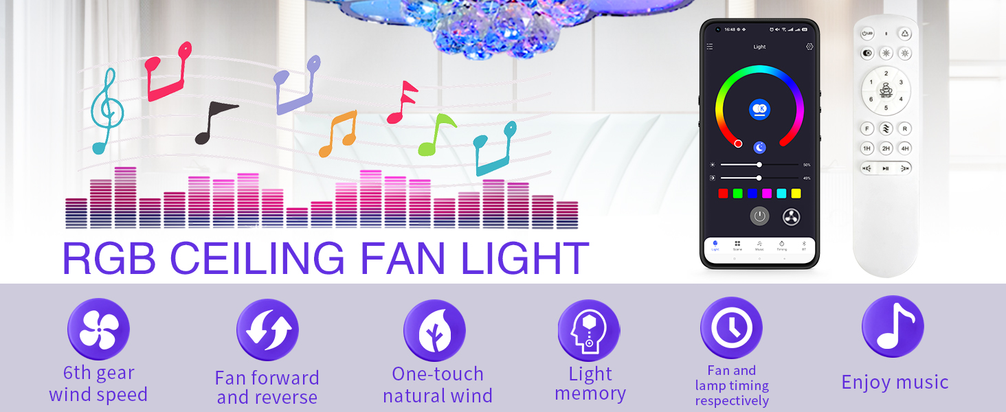 Bluetooth Ceiling Fan with Speaker