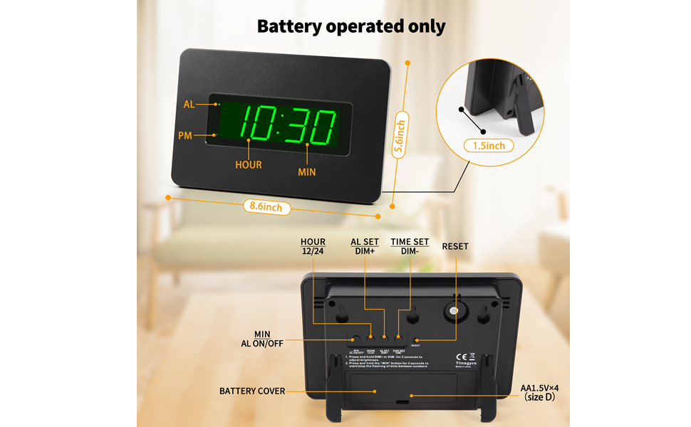 ساعت زنگ دار فقط با باتری