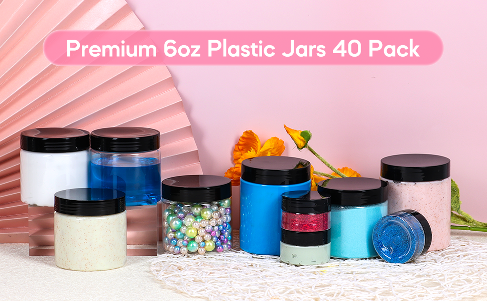 Plastic Containers with Lids 6oz 40Pack, Jaisie.W Empty 6
