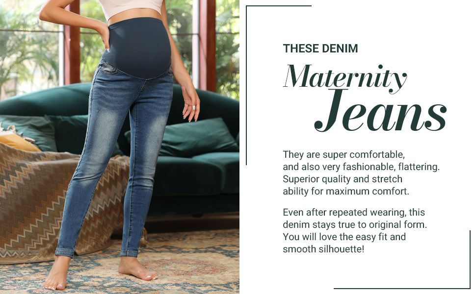 Maacie Maternity Pants Long Elastic Jeans for Pregnancy Comfortable Jeans Spring Summer 12 Maacie Maternity Clothing Skinny Jeans Maternity Jeans Over Bump