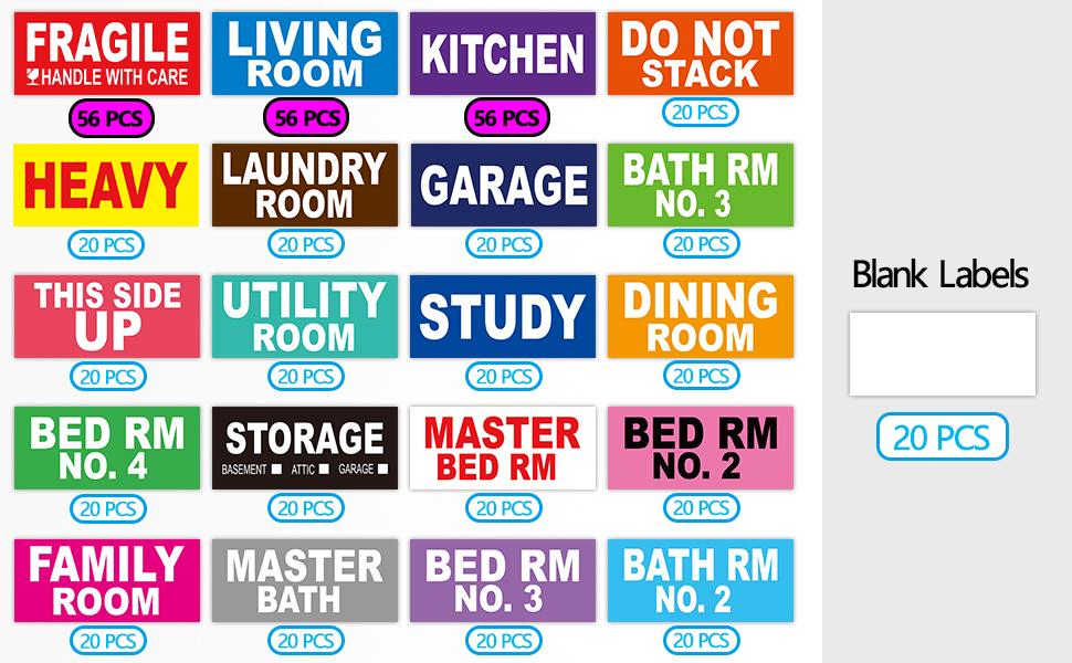 528 pcs Large Removable Home Moving Sticker Labels 20 Different ColorCoding Packing Label for