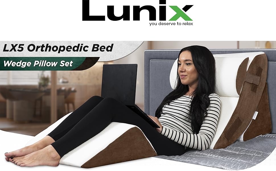 Lunix LX5 4pcs Orthopedic Bed Wedge Pillow Set, Post Surgery Memory