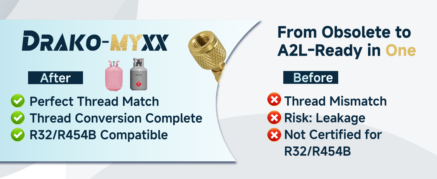 r32 and r454b refrigerant adapter yellow jacket 19180 left handed  a2l refrigerant thread adapter