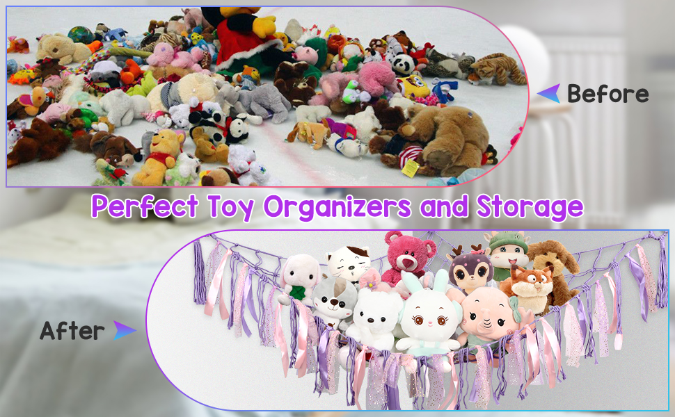 Stuffed Animal Net or Hammock with LED Light BestMal Boho Hanging