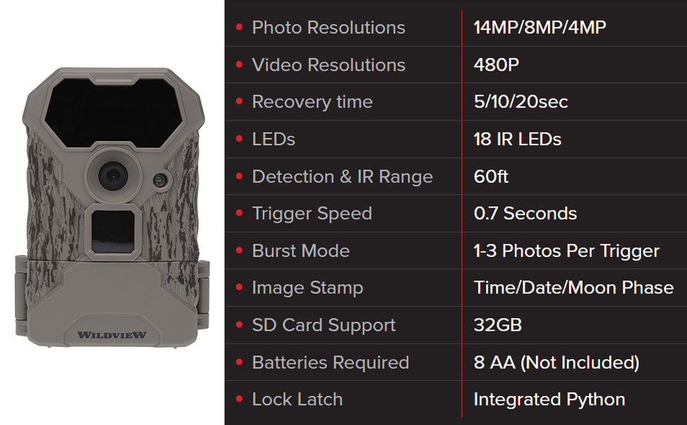 Stealth CAM Wildview WV14 14MP 0.7 Seconds Trigger Speed 60