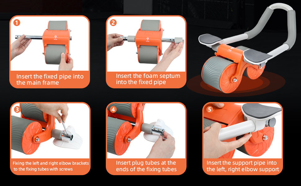 FORMIZON Rouleau Abdominale, Appareil D'entraînement Abdominal, Rouleau D'exercice Abdominal de Support du Coude, D'entraînement Abdominal avec Doubles Roues Stables et Rebond Automatique Rouleau Abdominale