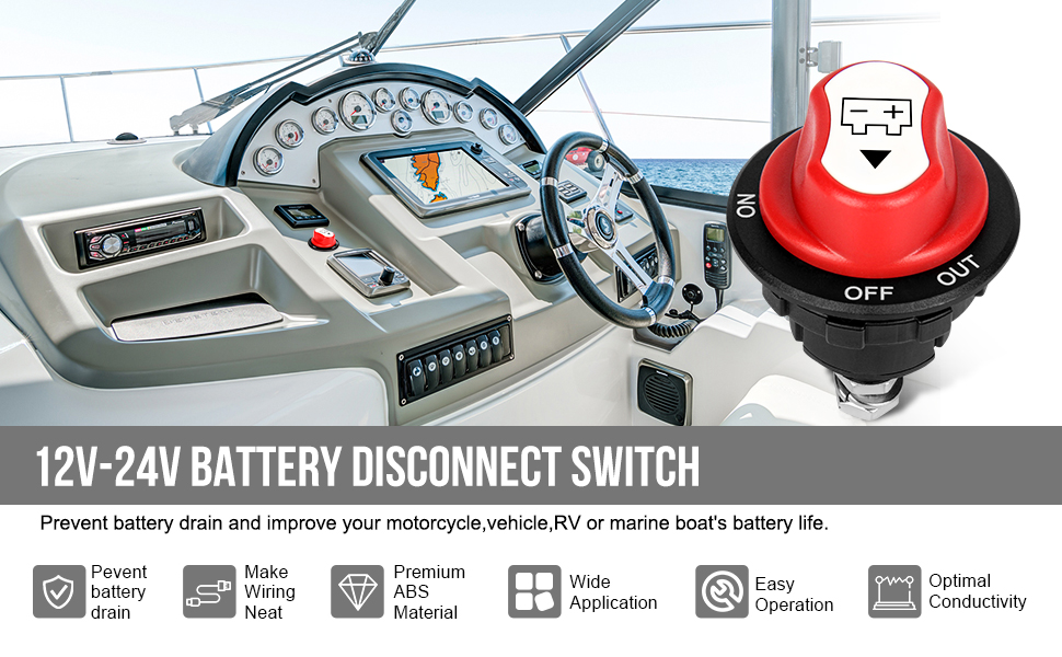 TIPHOPE Battery Disconnect Switch 1224V Battery Cut Off Switch 100A