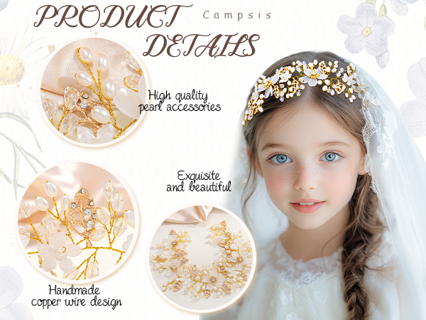 Amazon.com : Campsis Leaf Flower Girls Headpiece Gold