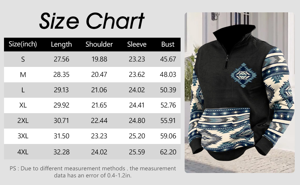 Aztec Cowboy Hoodie Vintage Graphic Western Hoodies for Men Half Zip Pullover with Pocket