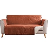 Pamhaven Orange Loveseat Covers for 2 Cushion Couch, Water-Repellent Covers for Love Seat, Washab...