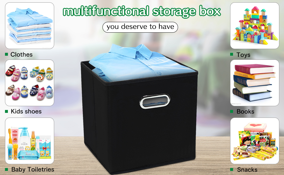 Yunkeeper Fabric Cubby Storage Bins，13x13x13 Inches ，Cube