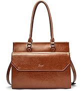 Briefcase for Women Oil Wax Leather Vintage 15.6 Inch Laptop Business Shoulder Bag Brown