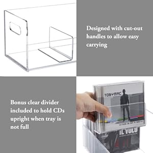 clear acrylic CD compact disc holder rack bins with dividers 