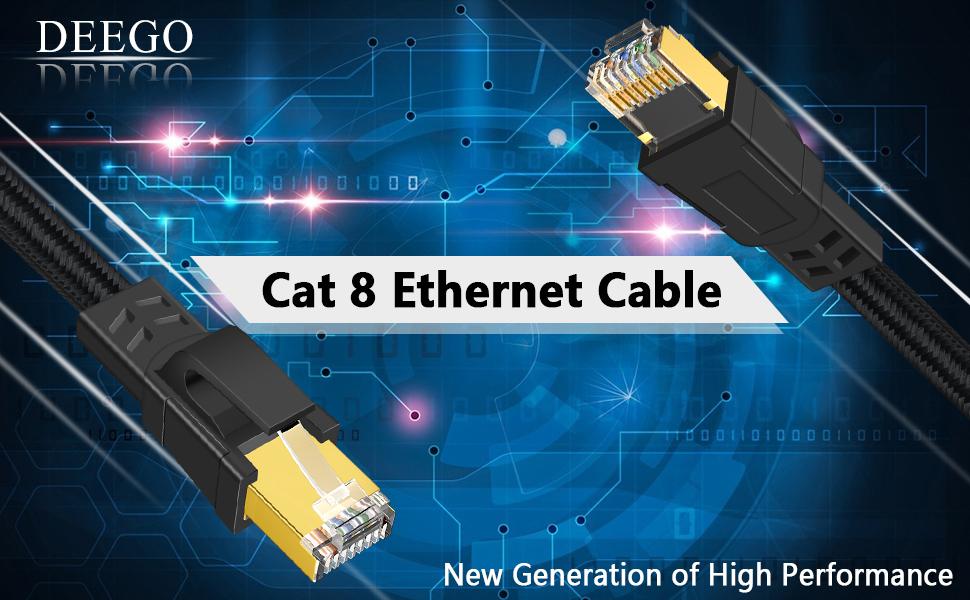 Cat 8 Cable 15 ft, High Speed Shielded Network
