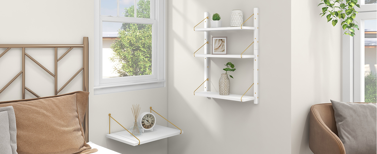 Afuly Wall Shelves 3 Tier, Adjustable Floating Bathroom