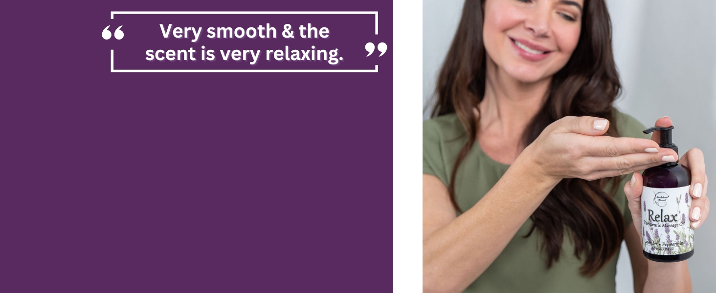 Woman using Relax Massage Oil.