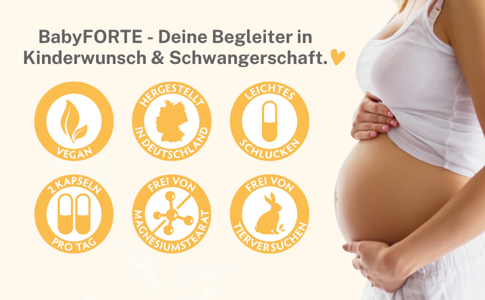 BabyFORTE Folsäure + Omega3 Algenöl Alle Trimester 18 Schwangerschaftsvitamine vegan 60