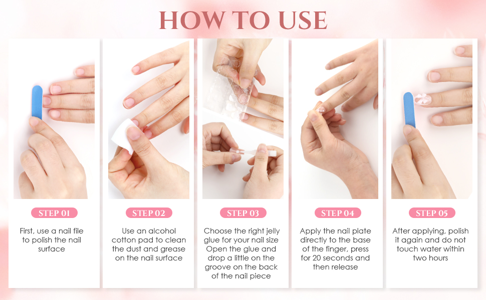 press the press on nails medium on the nails for 10 seconds