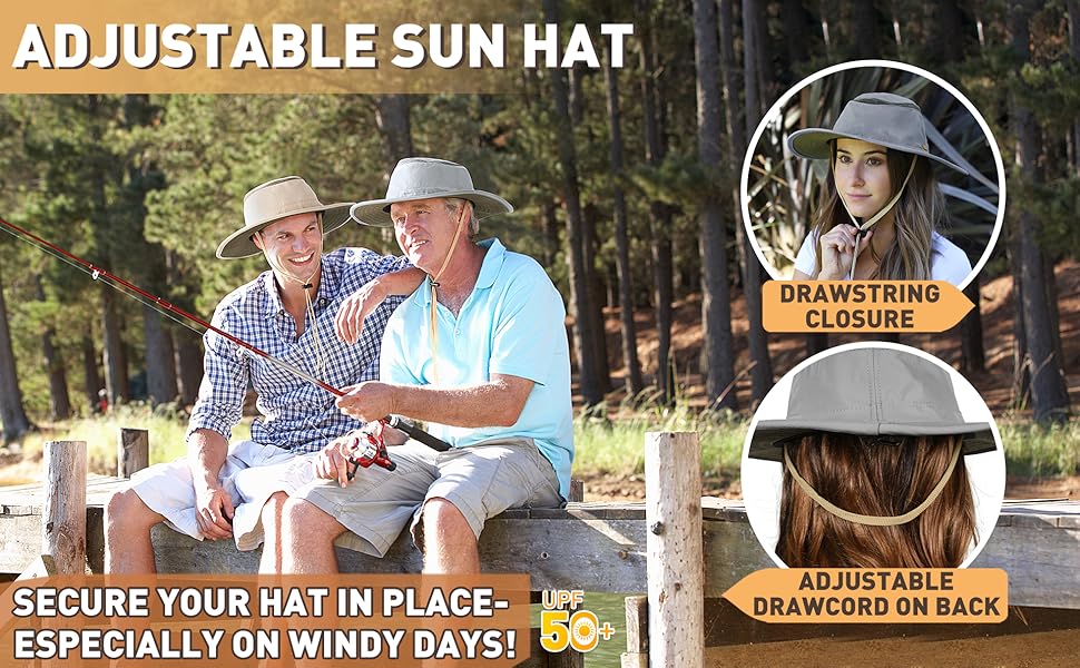 Outdoor Wide Brim Sun Hats Blocking UV Protection Cap UPF 50