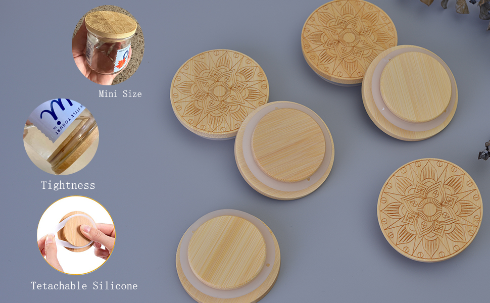 8Pack Oui Yogurt Jar Lids Set Reusable Wooden Bamboo Ball