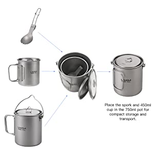 Camping Titanium Cookware Set