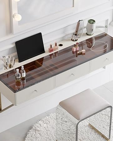 homary Japandi Canvas Wall Art Sets of 3... 23 Floating Makeup Vanity with Drawers, Modern White Beauty Station