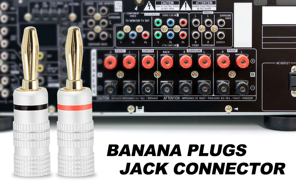 PATIKIL 5 Pack Banana Plugs Connector Solder Type Speaker