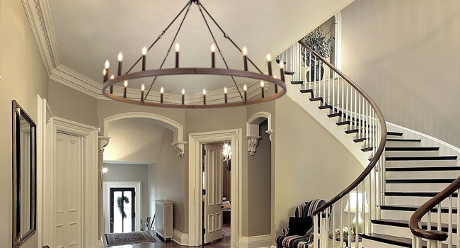 Wellmet Extra Large Chandelier Diam 60 inch, 20Light Wagon Wheel