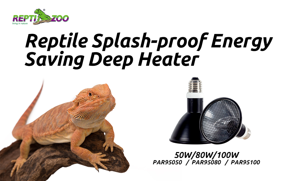 REPTI ZOO Reptile Basking Heat Lamp Bulb, 80W Splashproof