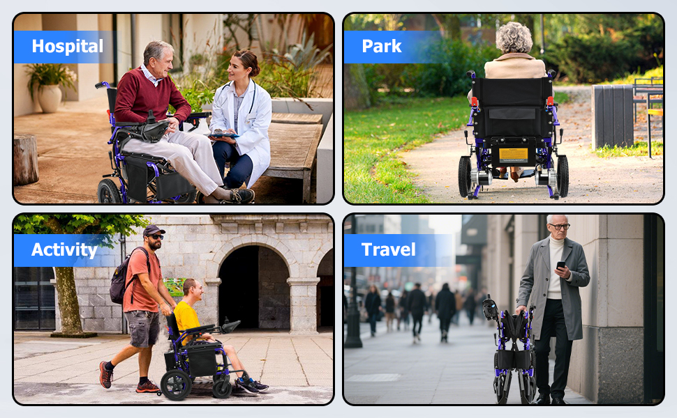 hospital, park, activity, travel, power chairs for seniors, foldable wheelchair