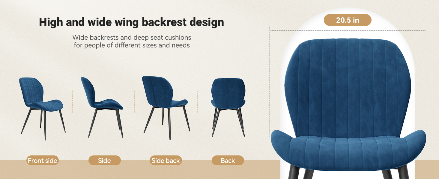Dining Chairs Set of 4 Velvet Dining Room Chairs Upholstered Dining Chairs with Thick Cushions