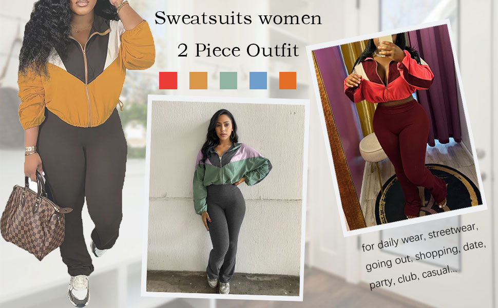womens fall fashion 2024 womens loungewear set matching sweat sets for women track suit