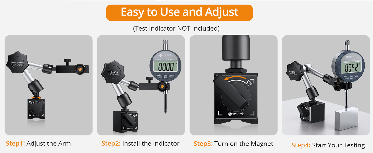 Neoteck 1"/25.4mm (0.0005"/0.01mm) Digital Indicator Set Dial Indicator And Magnetic Base Set