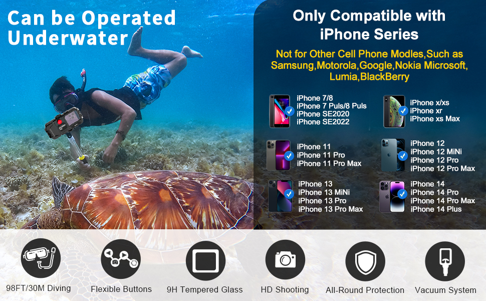 hitfine Underwater Case only for iPhone Series,Diving Phone