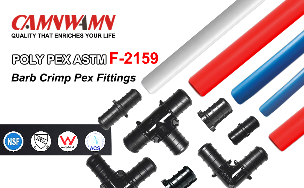 [Pack of 15] 1/2 Inch Coupling, Poly PPSU Barb Crimp Pex Fitting, No