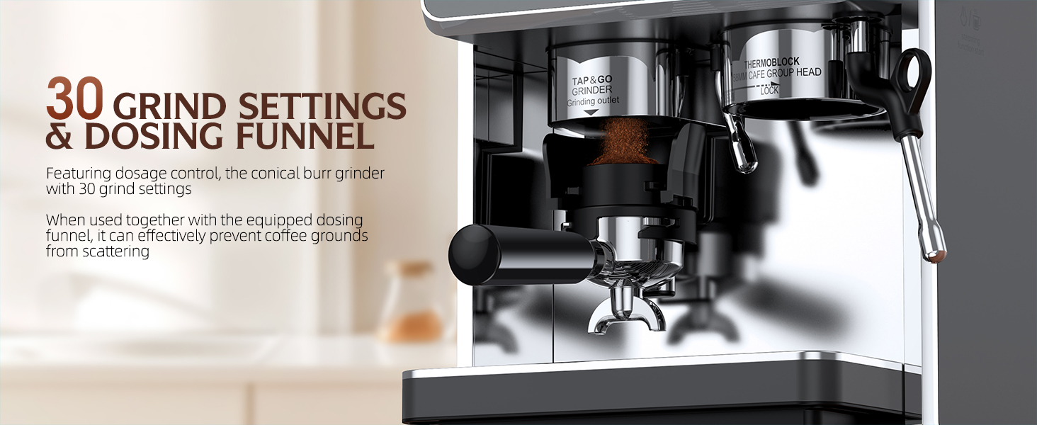 coffee maker with 30 GRIND SETTINGS