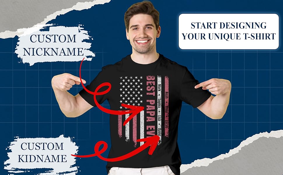 customized fathers day t shirt personalized custom dad men daddy kids names gifts grandpa papa papaw